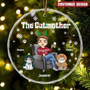 2024 New Release Christmas The Cat Mother - Personalized Circle Acrylic Ornament