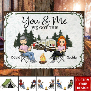 Camping Partners For Life Doll Couple Sitting-Personalized RV Metal Sign-Gift For Camping Lovers