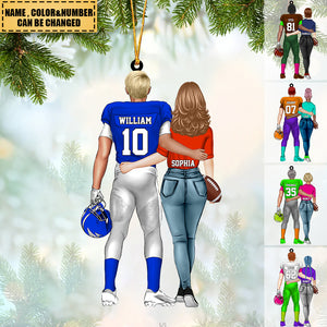 Personalized Football Couple Acrylic Car / Christmas Ornament - Gift For Football Lover - Gift For Couple