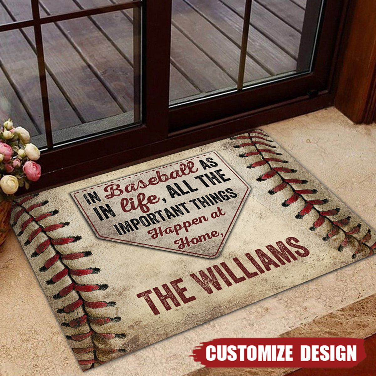 In Baseball As In Life All The Important Things - Personalized Baseball Doormat