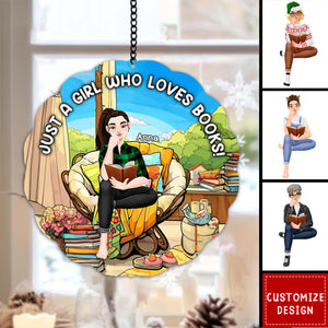 Personalized Girl Reading Window Hanging Suncatcher - Gifts For Book Lover