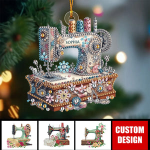 Shiny Sewing Machine Personalized Acrylic Christmas Ornament, Gifts For Sewing Lover - 2024 New Release