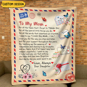 To My Mom - Personalized Post Card Blanket