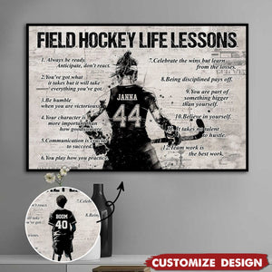 Personalized Field Hockey Life Lessons Poster-Gift For Field Hockey Lovers