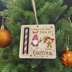 Here's A Few Bucks For Christmas - Personalized Family Wooden Ornament - 2024 New Release