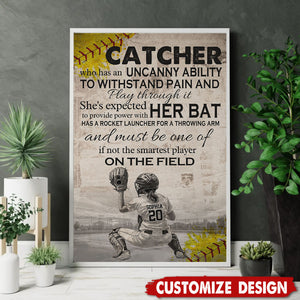 Catcher She's Expected To Provide Power With Her Bat - Personalized Motivational Softball Girl