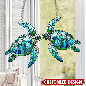 You & Me, We Got This - Personalized Turtle Couple Suncatcher Ornament, Gift For Couple