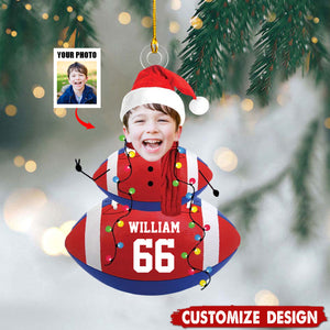 2024 New Release-Personalized Photo Rugby Snowman Ornament Gifts For Rugby Lovers