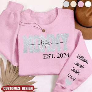 Glitter Mimi Life Est Sweatshirt, Custom Name And Grandkids Sweatshirt