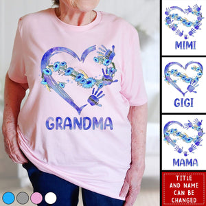 Grandma Heart,Grandkids Name-Personalized T-shirt-Gift For Grandma And Mom