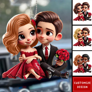 Romantic Elegant Valentine Couple Personalized Car Ornament-Gift For Couple