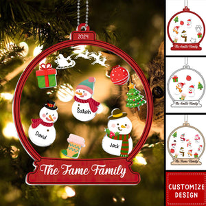 Snowman Family Personalized Christmas Acrylic Ornament - 2024 New Release