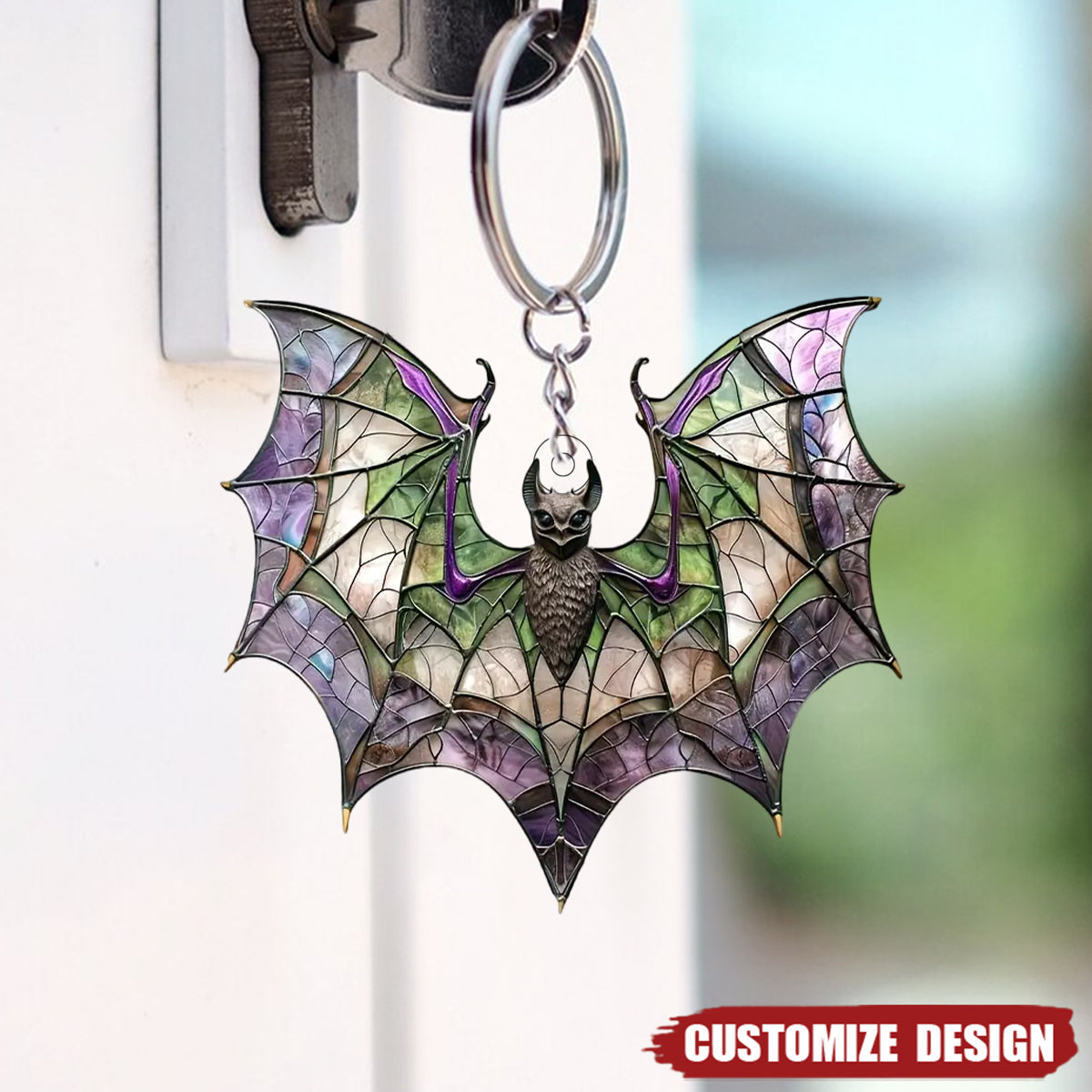 Bat Purple Acrylic Keychain - Bat lovers gift