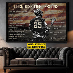 Personalized American Lacrosse Life Lessons Poster-Gift For Lacrosse Lovers