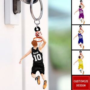 Personalized Basketball Player Jumping Dunking Keychain-Gift For Basketball Lovers