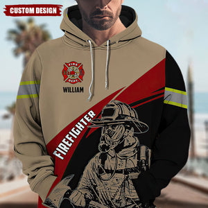 Personalized Firefighter Custom Name Fire Man Firefighter All Over Hoodie