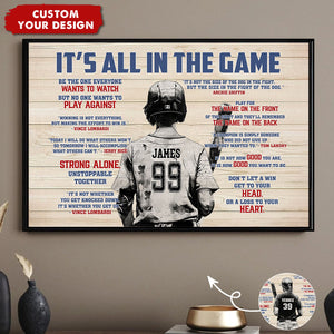 It's All In The Game - Personalized Softball Poster - Gift For Softball Lovers