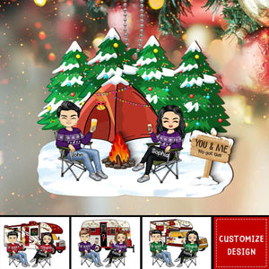 Personalized Camping Couple Christmas Hanging Wooden Ornament - 2024 New Release