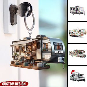 Personalized Camping Car Keychain - Gifts For Camping Lovers