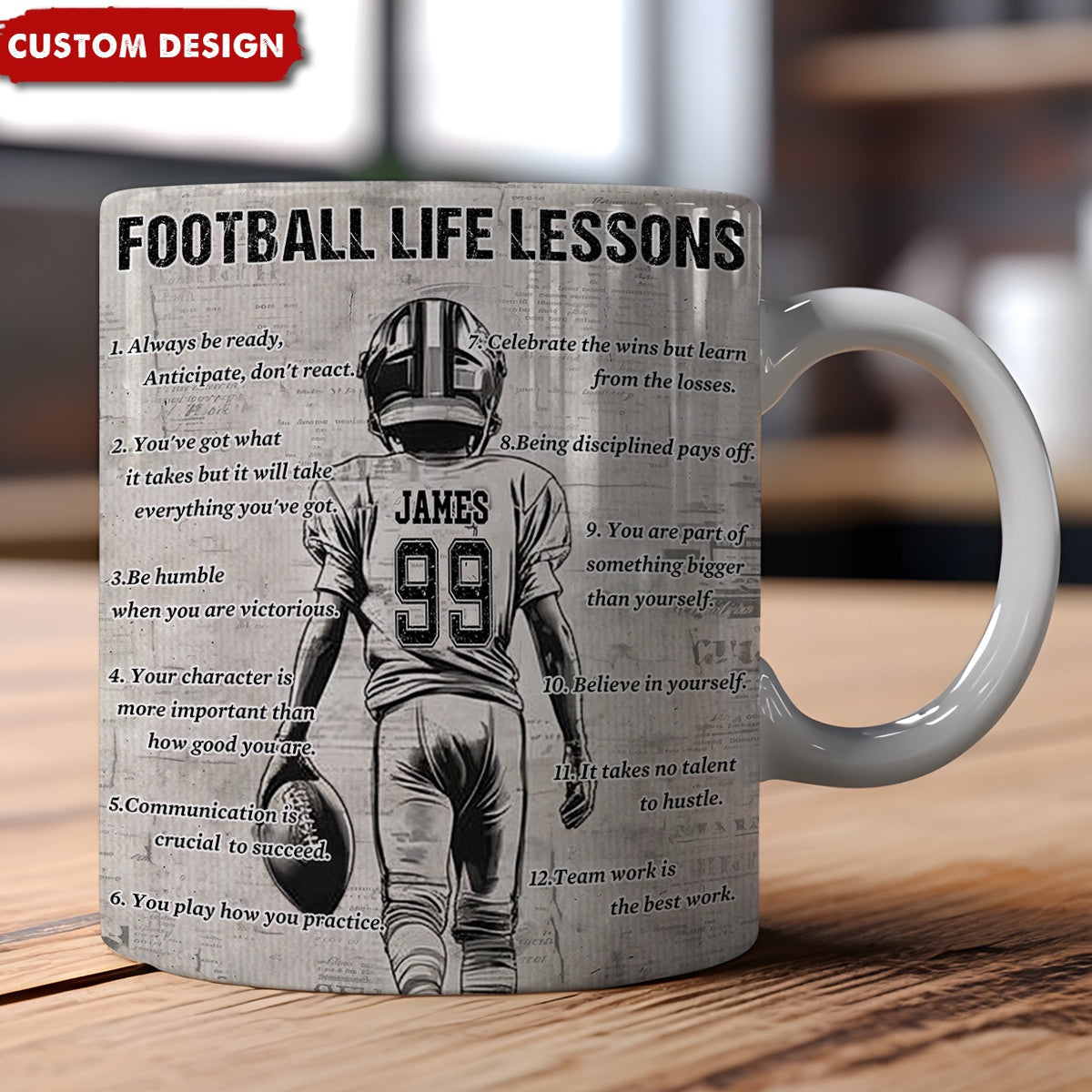 Personalized Kid Football Life Lessons Mug - Great Gift For Football Lovers