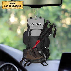 Hiking Bag - Personalized Acrylic Christmas / Car Ornament - Gift For Hiking Lover