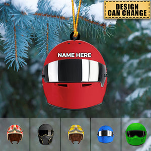 Personalized Drag Racing Helmet Acrylic Car / Christmas Ornament - Gift For Racing Lover