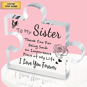 I Love You Forever - Personalized Puzzle Shaped Acrylic Plaque - Gift for Mom/Besties/Sister/Friends/Couples/Family