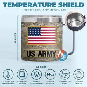 Personalized USA Veteran Stainless Steel Tumbler With Handle