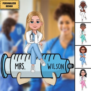 Doll Nurse Sitting-Personalized 2-Layer Wooden Plaque-Gift For Nurse