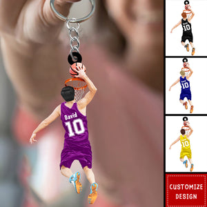 Personalized Basketball Player Jumping Dunking Keychain-Gift For Basketball Lovers