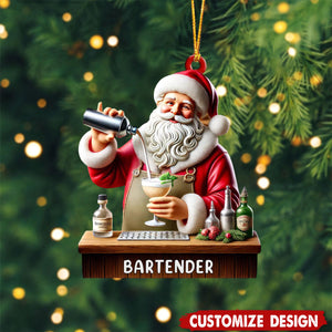 Personalized Santa Mixing Cocktails Christmas Ornament Gift For Bartenders-2024 New Release