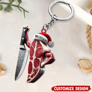 Personalized Meat Keychain-Gift For Butchers, Chefs, and BBQ Enthusiasts