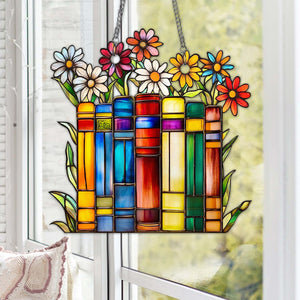 Library Books Window Hanging Suncatcher Ornament - Gift For Book Lovers