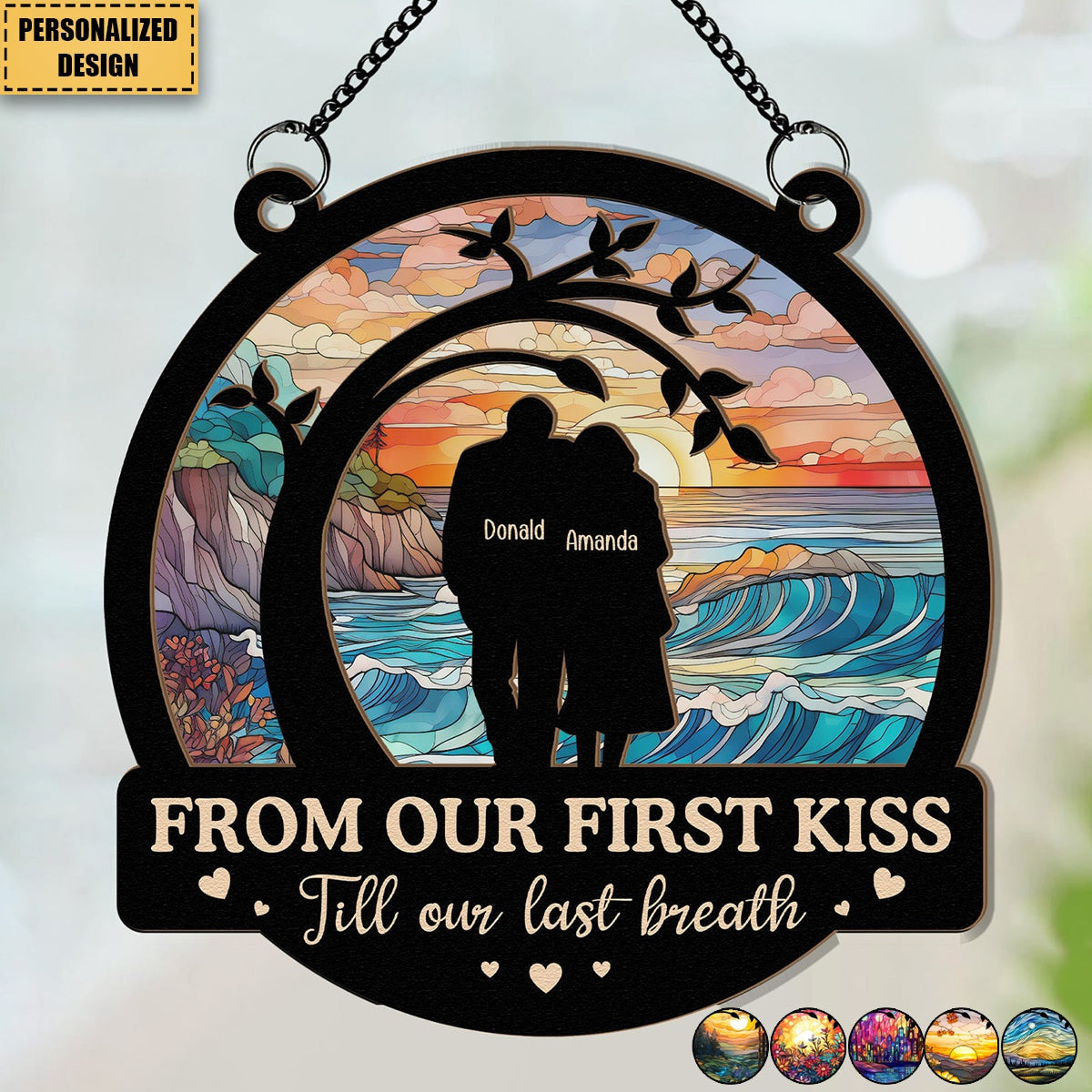 From Our First Kiss Anniversary Gift - Personalized Window Hanging Suncatcher Ornament