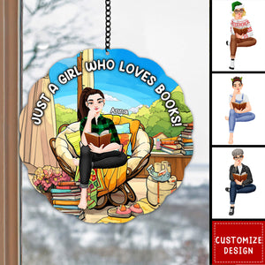 Personalized Girl Reading Window Hanging Suncatcher - Gifts For Book Lover