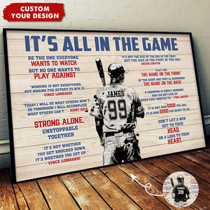 It's All In The Game - Personalized Boy Girl Baseball Poster - Gift For Baseball Lovers