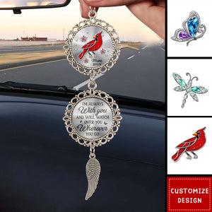 Connecting Love Through Memories - Personalized Metal Car Hanging Ornament With Charm - Sympathy Gift For Family Members