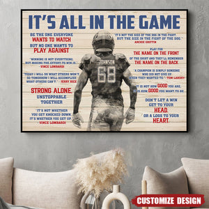 It's All In The Game - Personalized American Football Poster- Gift For American Football Lovers