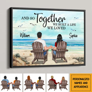 Couple Beach Landscape Retro Vintage Personalized Poster - Anniversary Gift For Couple