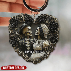 Til Death Do Us Part - Personalized Skull Couple Keychain, Anniversary Gift For Wife,Husband