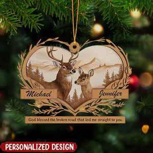 Personalized Deer Love Mountains Ornament - Gift For Couple, 2024 New Release Christmas Gift