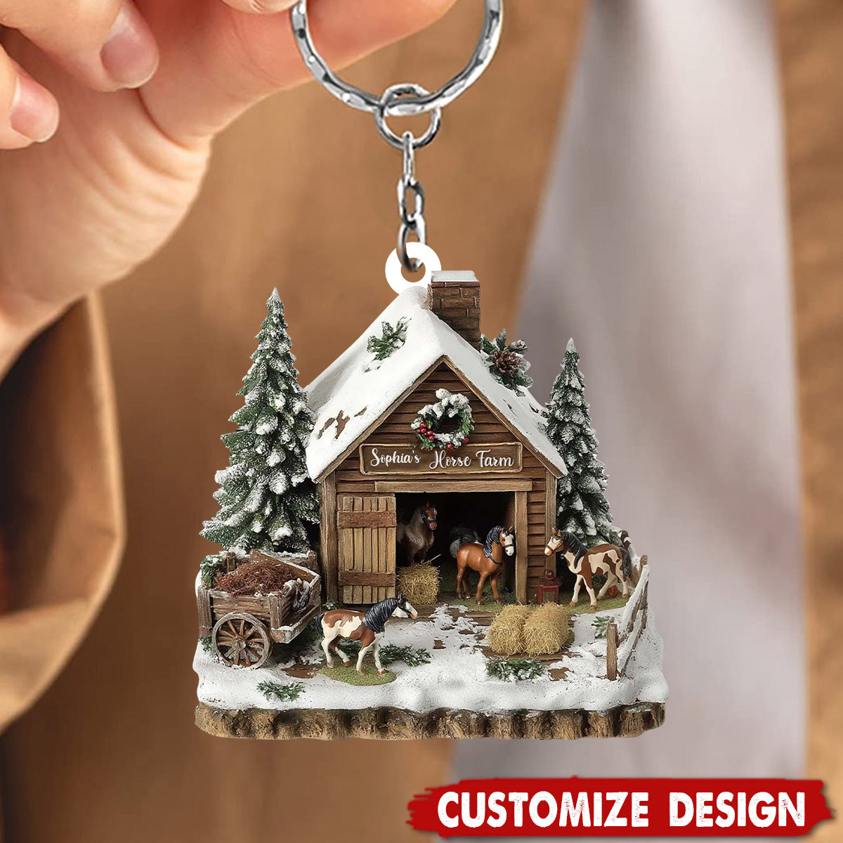 Personalized Horse Barn Keychain - Gifts For Horse Lover