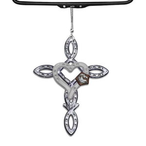 Rustic Horseshoe Cross Car Ornament