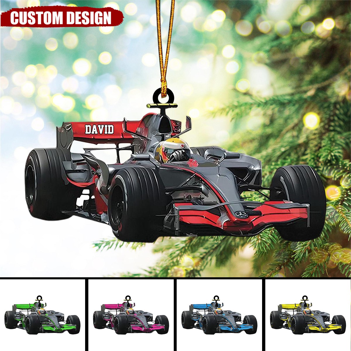 Personalized Race Car Ornament, Gifts For Racing Lovers - 2024 New Release