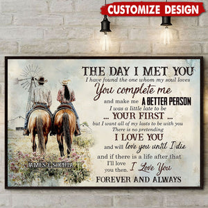 The Day I Met You-Personalized Cowboy Cowgirl Couple Poster-Gift For Rodeo-Loving Couple