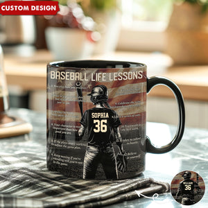 Personalized American Baseball Life Lesson Mug - Gift For Baseball Lovers