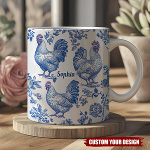 Chicken Toile de Jouy - Personalized Chicken Mug