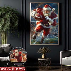 Funny Christmas Santa On The Field American Football Poster - Gift For American Football Lovers