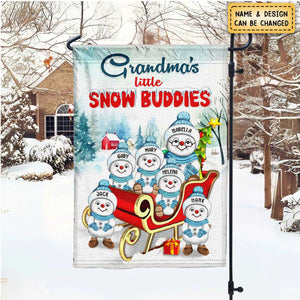 Little Snow Buddies Of Grandma – Personalized Christmas Garden Flag Decoration