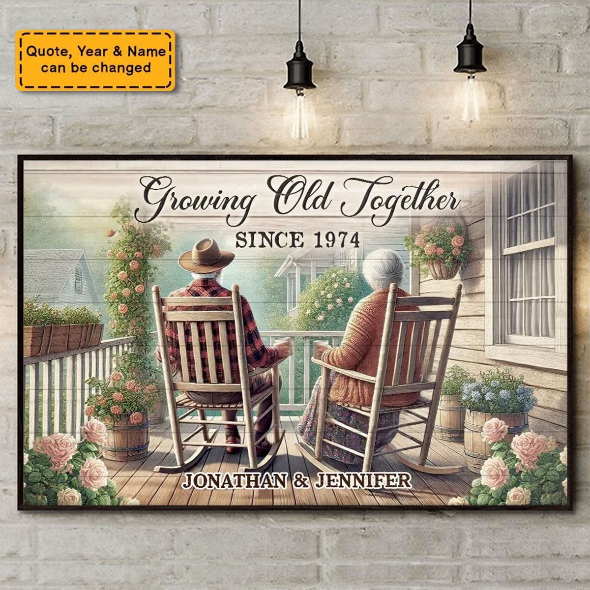 Personalized Gift For Old Couple Sitting Together Poster